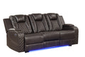 Benz Led & Power Reclining 2 Pc Set Made With Faux Leather In Brown Brown Faux Leather Metal Primary Living Space Medium Soft Cushion Back Contemporary,Modern Solid Wood Mdf Faux Leather 5 Seat