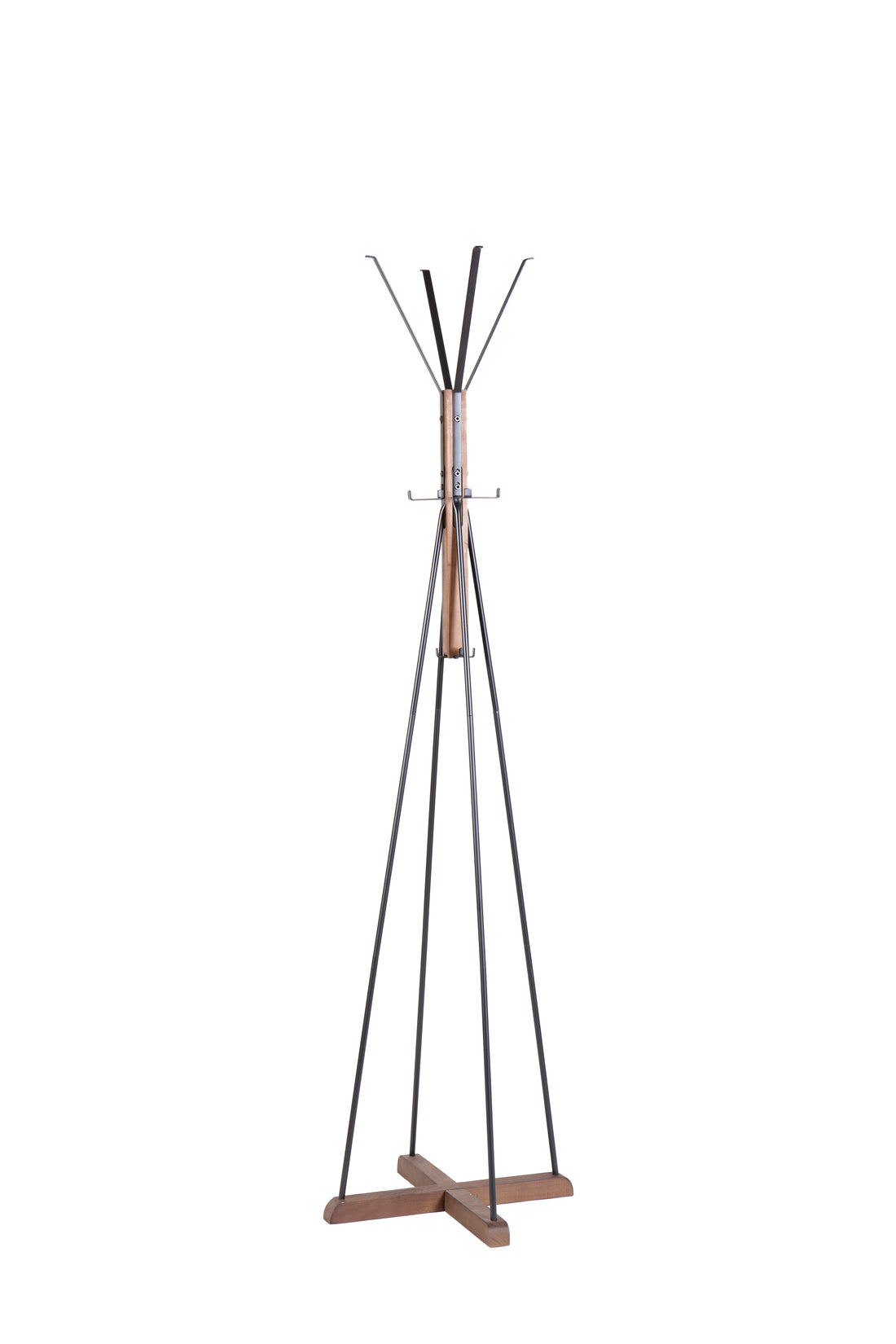 Reclaimed Wood And Metal Freestanding Coat Rack With Hooks Use In Bedroom, Living Room Natural Wood Stainless Steel