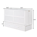 Queen Size Mobile Murphy Bed With Drawer And Little Shelves On Each Side,White Box Spring Not Required Queen White Wood Pine Pine