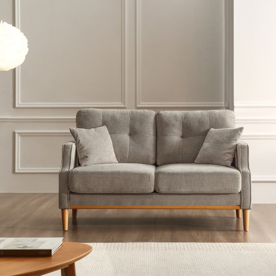 Living Space Sofa 2 Seater ,Loveseat With Waterproof Fabric Creamusb Charge Cream Foam Fabric