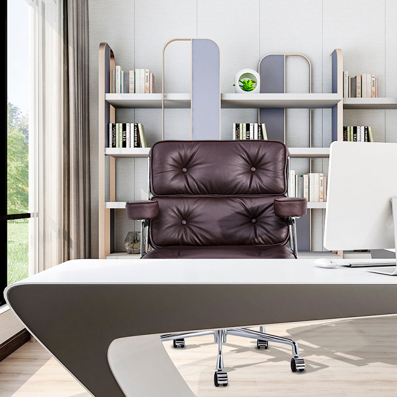 Lobby Office Chair Home And Office Brown Genuine Leather