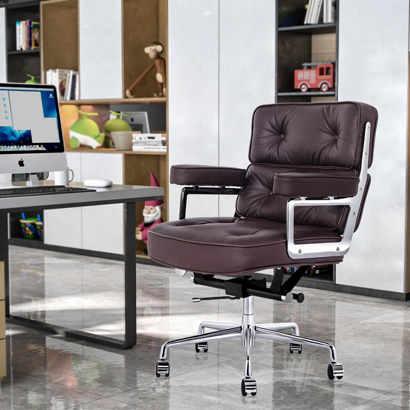 Lobby Office Chair Home And Office Brown Genuine Leather
