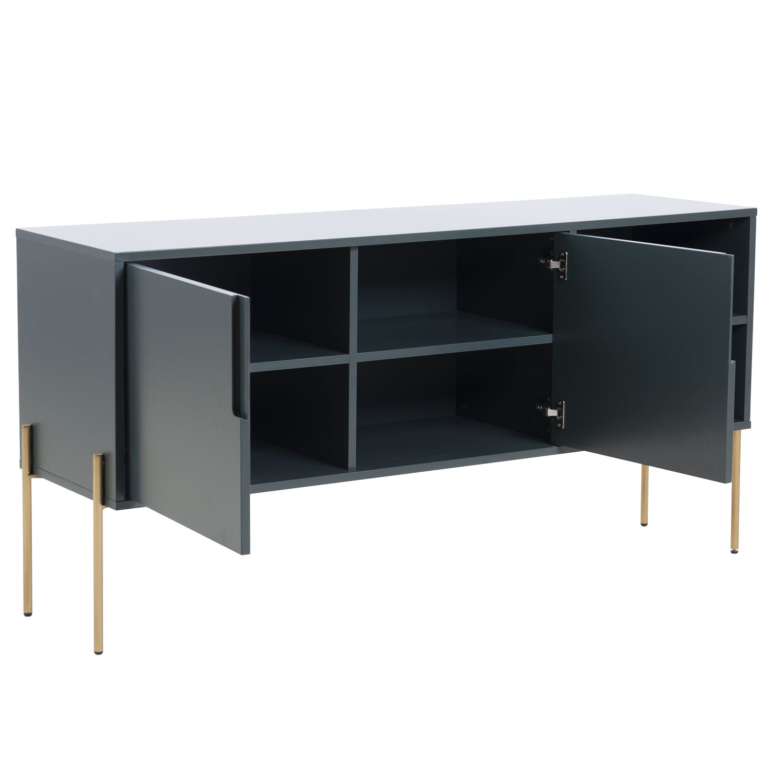 Combo Mid Century Sideboard Buffet Table Or Tv Stand With Storage For Living Room Kitchen Green Wood Stainless Steel