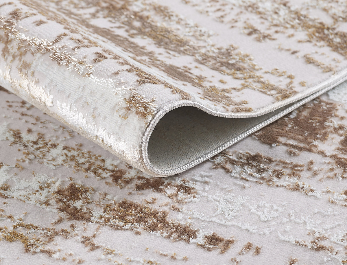 Milano Collection Shimmer Skin Woven Area Rug Beige Polyester