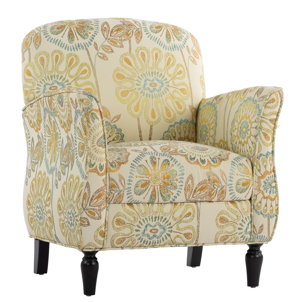Accent Chairs For Living Room Beige Yellow Fabric
