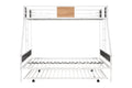 Metal Twin Over Full Bunk Bed With Trundle Heavy Duty Sturdy Metal Noise Reduced Safety Guardrail Wooden Decoration Convenient Trundle Bunk Bed For Three Cpc Certified No Box Spring Needed White Metal