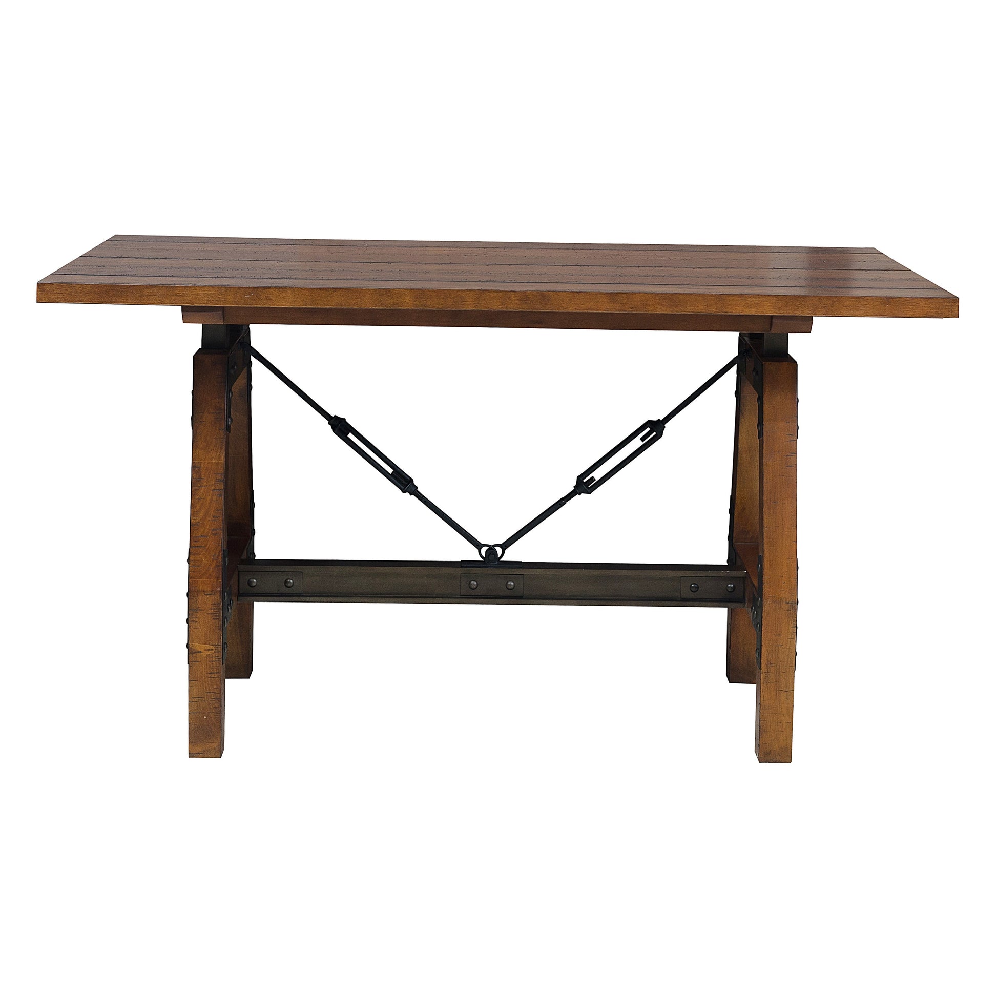 Rustic Brown And Gunmetal Finish 7Pc Dining Set Counter Height Table And 6X Counter Height Chairs Industrial Design Wooden Dining Furniture Multicolor Seats 6 Dining Room Industrial,Rustic