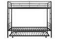 Metal Twin Over Twin Bunk Bed With Trundle Can Be Separated Into 2 Twin Beds Heavy Duty Sturdy Metal Noise Reduced Safety Guardrail Trundle For Flexible Space Bunk Bed For Three Cpc Certified Black Metal