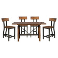 Rustic Brown And Gunmetal Finish 5Pc Dining Set Counter Height Table And 4X Counter Height Chairs Industrial Design Wooden Dining Furniture Multicolor Seats 4 Dining Room Industrial,Rustic