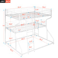 Full Xl Over Twin Xl Over Queen Size Triple Bunk Bed With Long And Short Ladder,White Box Spring Not Required White Metal Bedroom Bunk Metal