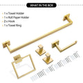 5 Pieces Bathroom Hardware Accessories Set Towel Bar Set Wall Mounted,Stainless Steel Brushed Gold Stainless Steel