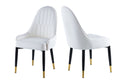 Modern Leather Dining Chair Set Of 2, Upholstered Accent Dining Chair, Legs With Black Plastic Tube Plug White Leather