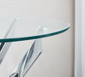 Modern Round Tempered Glass End Table With Stainless Steel Legs Silver Glass