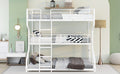 Full Xl Over Twin Xl Over Queen Size Triple Bunk Bed With Long And Short Ladder,White Box Spring Not Required White Metal Bedroom Bunk Metal