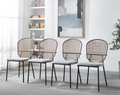 Black And Gray Sennit Chair,Set Of 4,Dining Chair,Coffee Chair Matt Black Metal