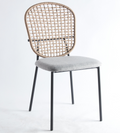 Black And Gray Sennit Chair,Set Of 4,Dining Chair,Coffee Chair Matt Black Metal