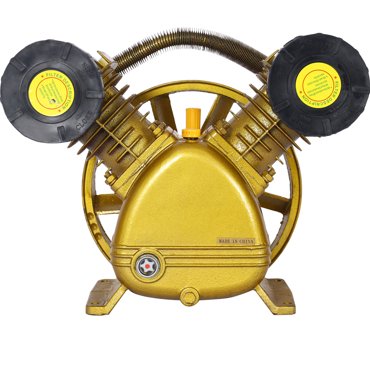 5.5Hp Air Compressor Pump Head 21Cfm ,115 Psi V Type Dual Cylinder Air Compressor Pump Head 2Piston Golden Metal