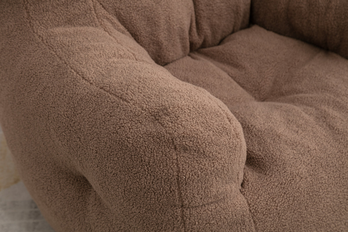 010 Soft Teddy Fabric Tufted Foam Bean Bag Chair With Teddy Fabric Coffee Coffee Soft Modern Foam Teddy