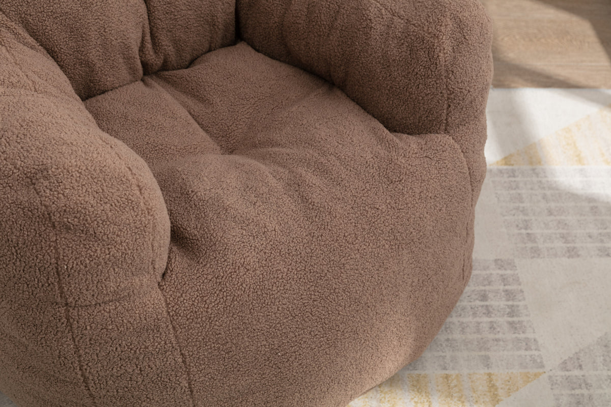 010 Soft Teddy Fabric Tufted Foam Bean Bag Chair With Teddy Fabric Coffee Coffee Soft Modern Foam Teddy