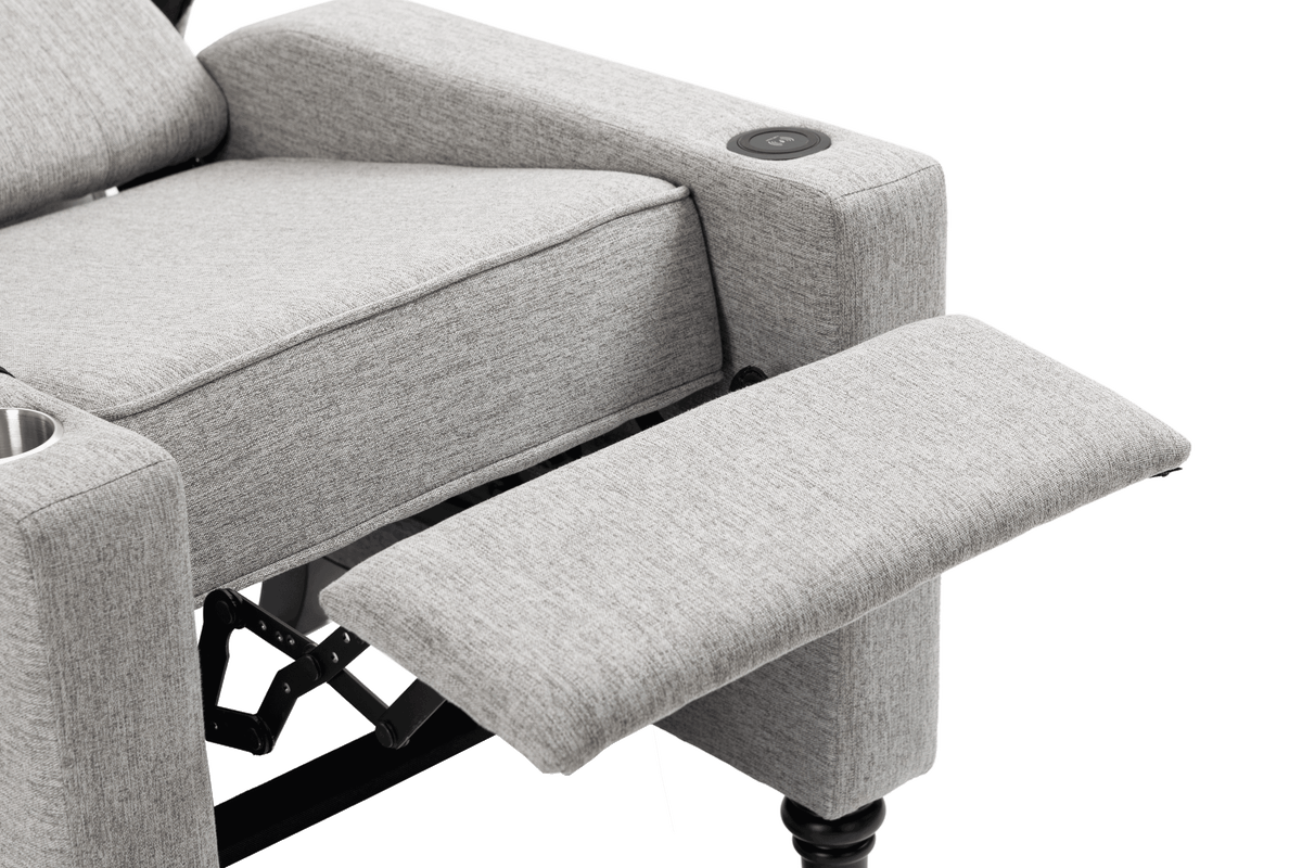 Arm Pushing Recliner Chair, Modern Button Tufted Wingback Push Back Recliner Chair, Living Room Chair Fabric Pushback Manual Single Reclining Sofa Home Theater Seating For Bedroom,Light Gray Light Gray Foam Linen