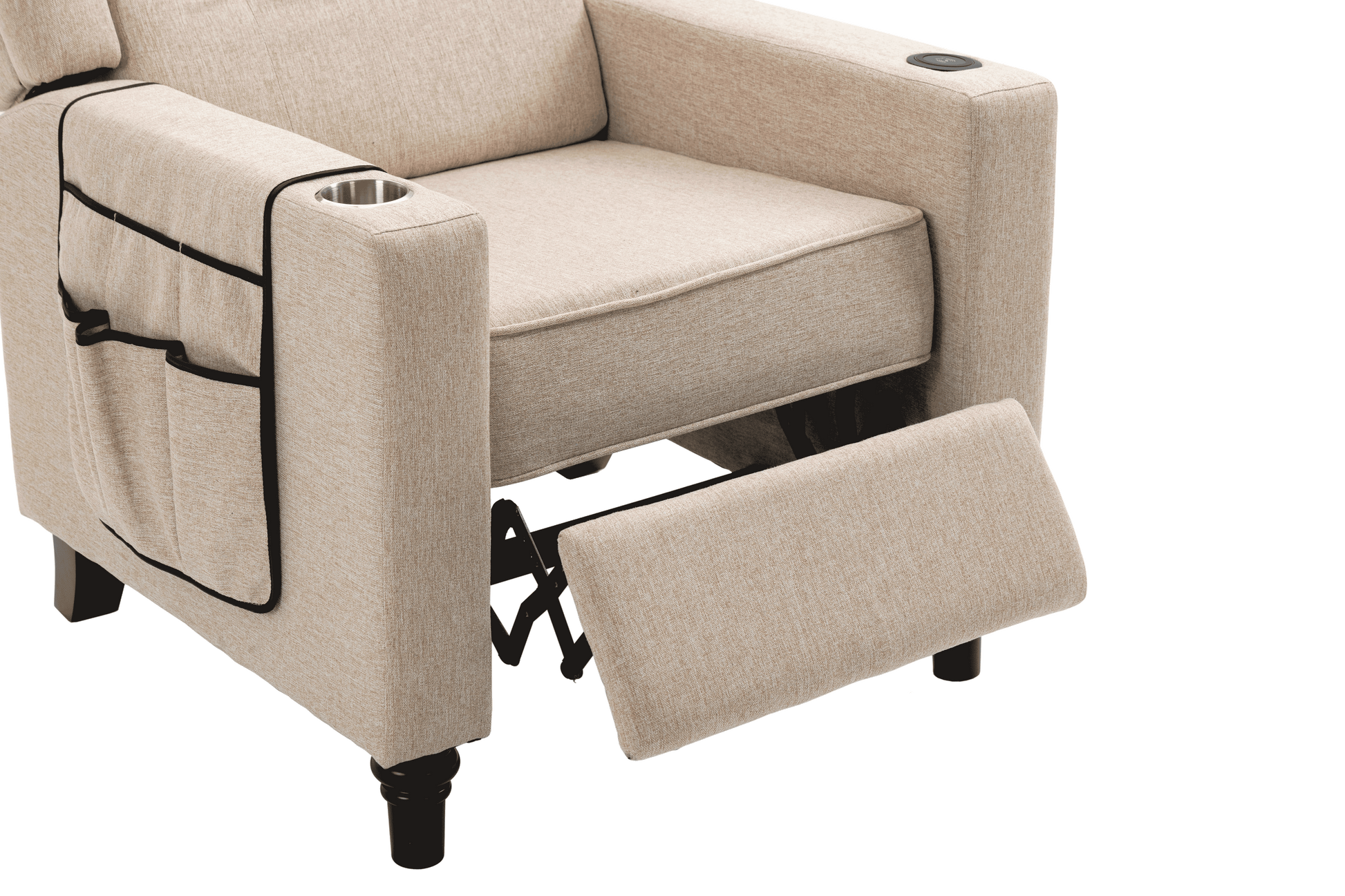 Arm Pushing Recliner Chair, Modern Button Tufted Wingback Push Back Recliner Chair, Living Room Chair Fabric Pushback Manual Single Reclining Sofa Home Theater Seating For Bedroom,Khaki Yelkow Khaki Yellow Foam Linen
