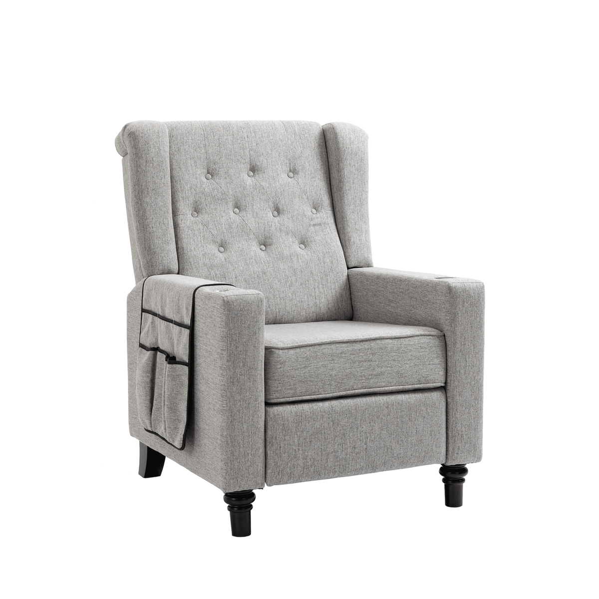 Arm Pushing Recliner Chair, Modern Button Tufted Wingback Push Back Recliner Chair, Living Room Chair Fabric Pushback Manual Single Reclining Sofa Home Theater Seating For Bedroom,Light Gray Light Gray Foam Linen