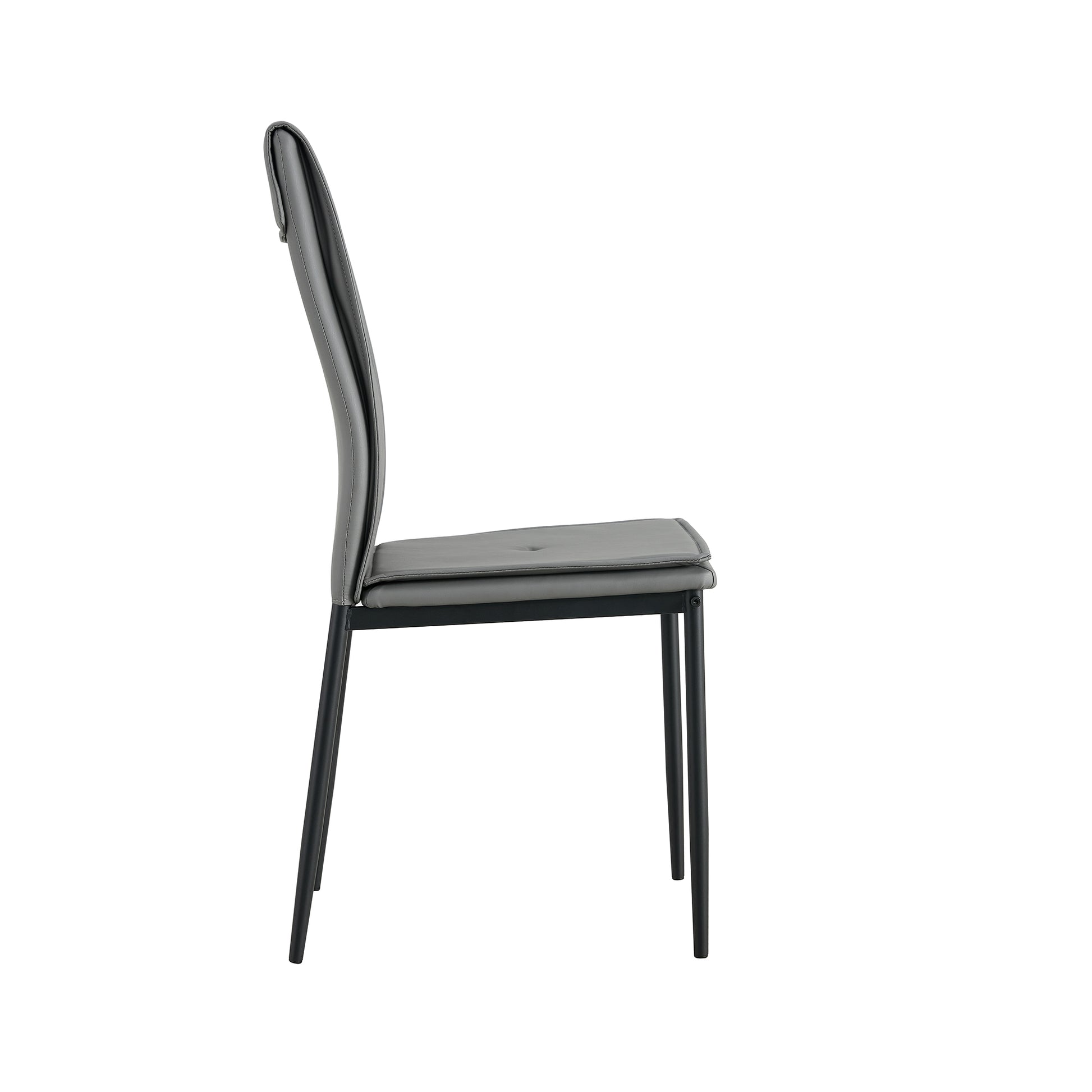 Dining Chairs Set Of 4, Grey Modern Kitchen Chair With Metal Leg Grey Leather