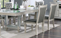 Antique Traditional Dining Table And 6 Side Chairs Rectangle Table Top W Glass Insert Leaf Tufted Chairs Kitchen Formal 7Pc Set Dining Room Furniture Silver Gray Dining Room Classic,Traditional Rubberwood Kitchen & Dining Tables Solid Wood