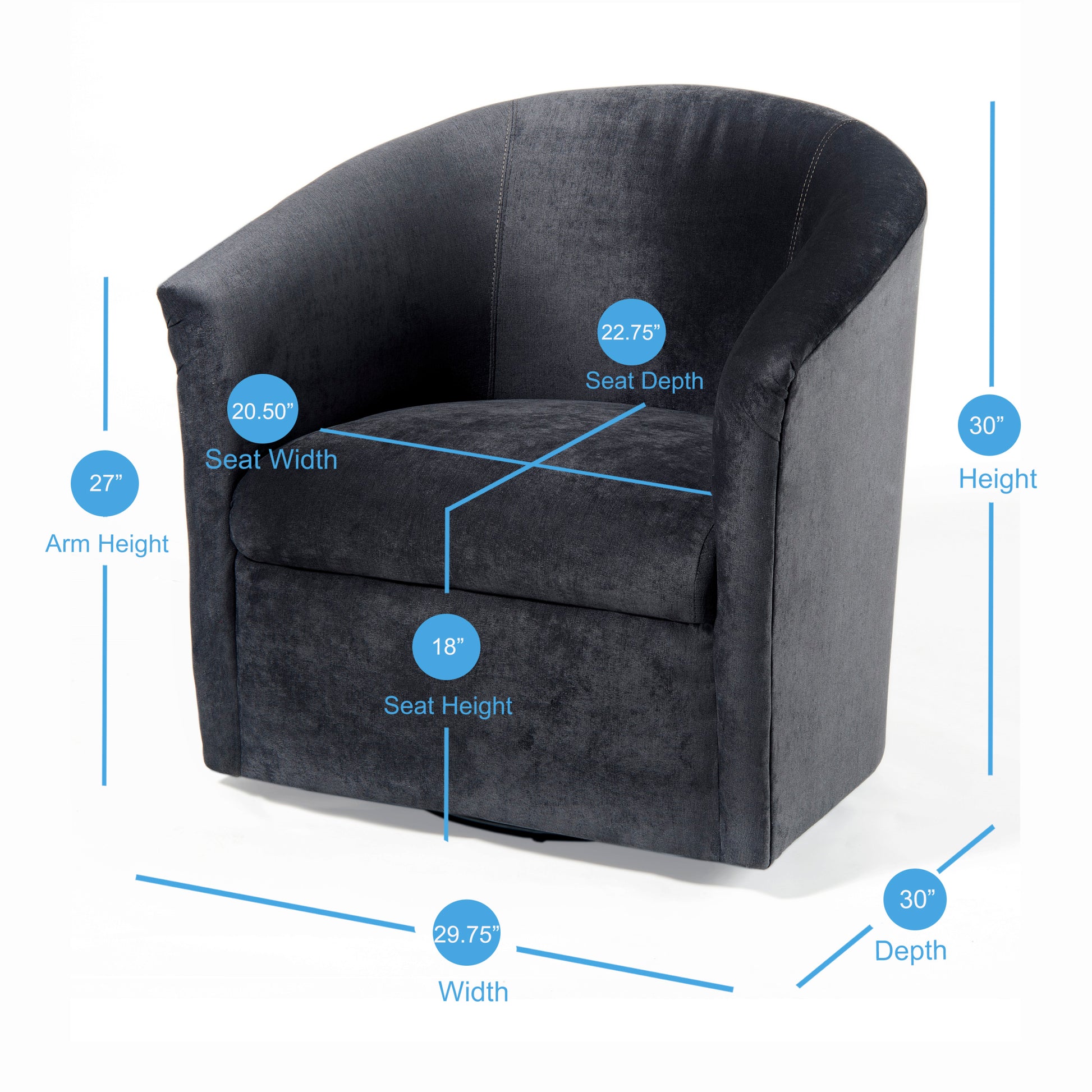 Eden Charcoal Swivel Chair Charcoal Grey Foam Polyester
