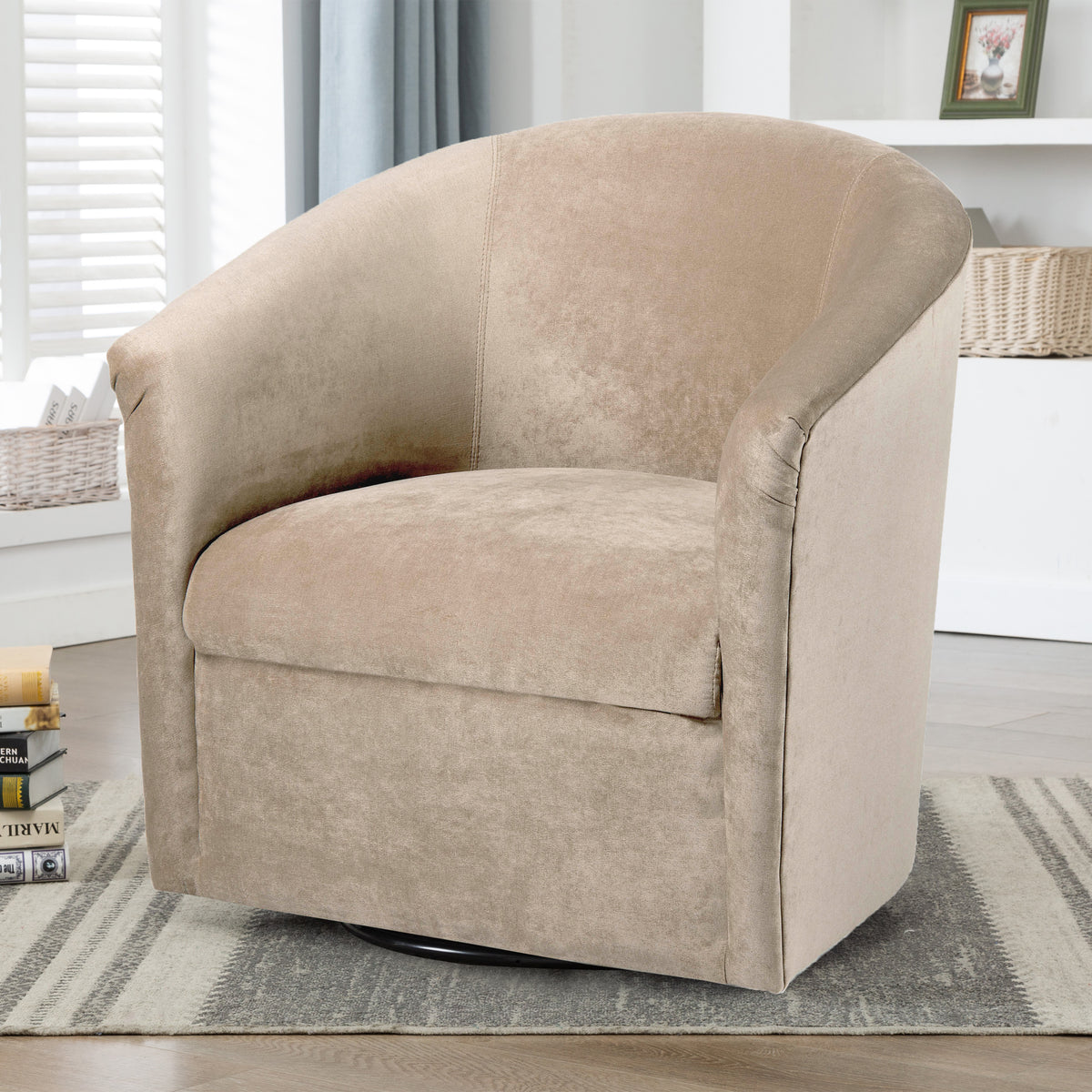 Eden Sand Swivel Chair Beige Foam Polyester