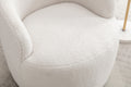 Teddy Fabric Swivel Accent Armchair Barrel Chair With Black Powder Coating Metal Ring,Ivory White Ivory Foam Upholstered