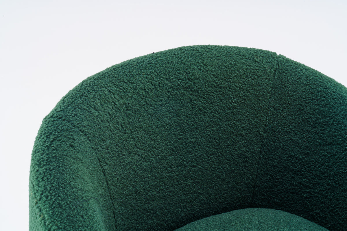 Teddy Fabric Swivel Accent Armchair Barrel Chair With Black Powder Coating Metal Ring,Dark Green Green Foam Upholstered
