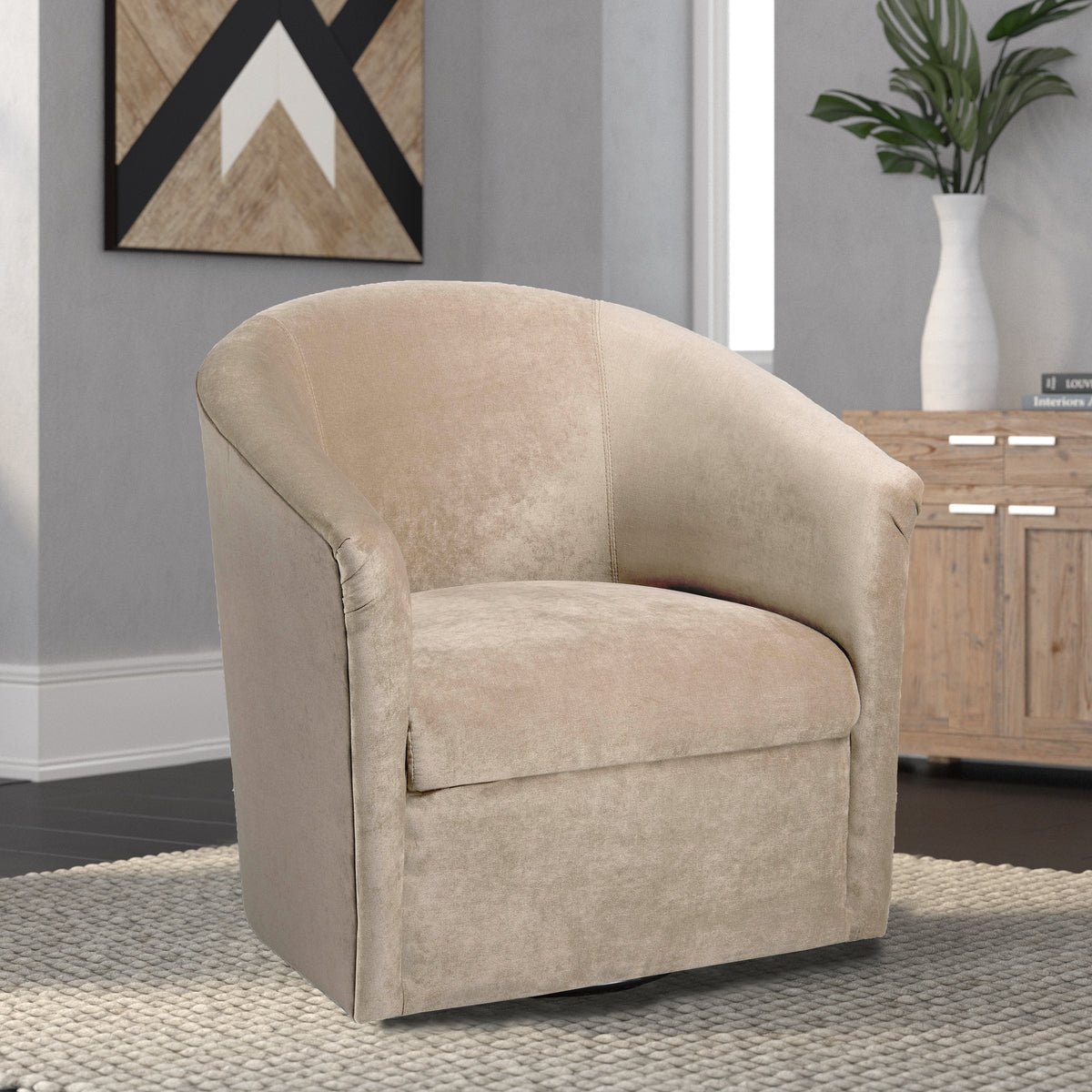 Eden Sand Swivel Chair Beige Foam Polyester