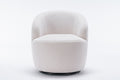 Teddy Fabric Swivel Accent Armchair Barrel Chair With Black Powder Coating Metal Ring,Ivory White Ivory Foam Upholstered
