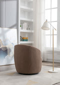 Teddy Fabric Swivel Accent Armchair Barrel Chair With Black Powder Coating Metal Ring,Coffee Brown Coffee Foam Upholstered