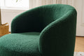 Teddy Fabric Swivel Accent Armchair Barrel Chair With Black Powder Coating Metal Ring,Dark Green Green Foam Upholstered