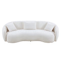 Mid Century Modern Curved Living Room Sofa, 4 Seat Boucle Fabric Couch For Bedroom, Office, Apartment, White White Boucle 3 Seat