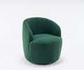 Teddy Fabric Swivel Accent Armchair Barrel Chair With Black Powder Coating Metal Ring,Dark Green Green Foam Upholstered