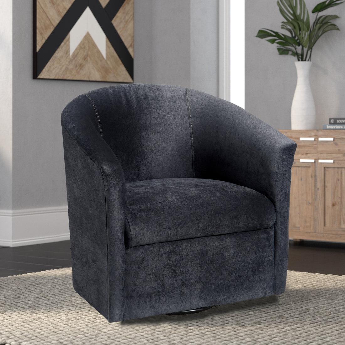 Eden Charcoal Swivel Chair Charcoal Grey Foam Polyester