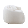 Mid Century Modern Curved Living Room Sofa, 4 Seat Boucle Fabric Couch For Bedroom, Office, Apartment, White White Boucle 3 Seat