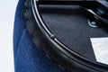 Teddy Fabric Swivel Accent Armchair Barrel Chair With Black Powder Coating Metal Ring,Dark Blue Dark Blue Foam Upholstered