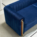 Contemporary Velvet Sofa Couch 84.25''W For Living Room, Blue Blue Velvet Wood Primary Living Space Tufted Back Modern Rolled Arms Foam Velvet 2 Seat