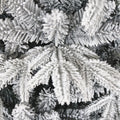 Snow Flocked Christmas Tree 7Ft Artificial Hinged Pine Tree With White Realistic Tips Unlit White Polyester