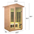 Two Person Basswood Far Infrared Outdoor Sauna Room Natural Wood Solid Wood