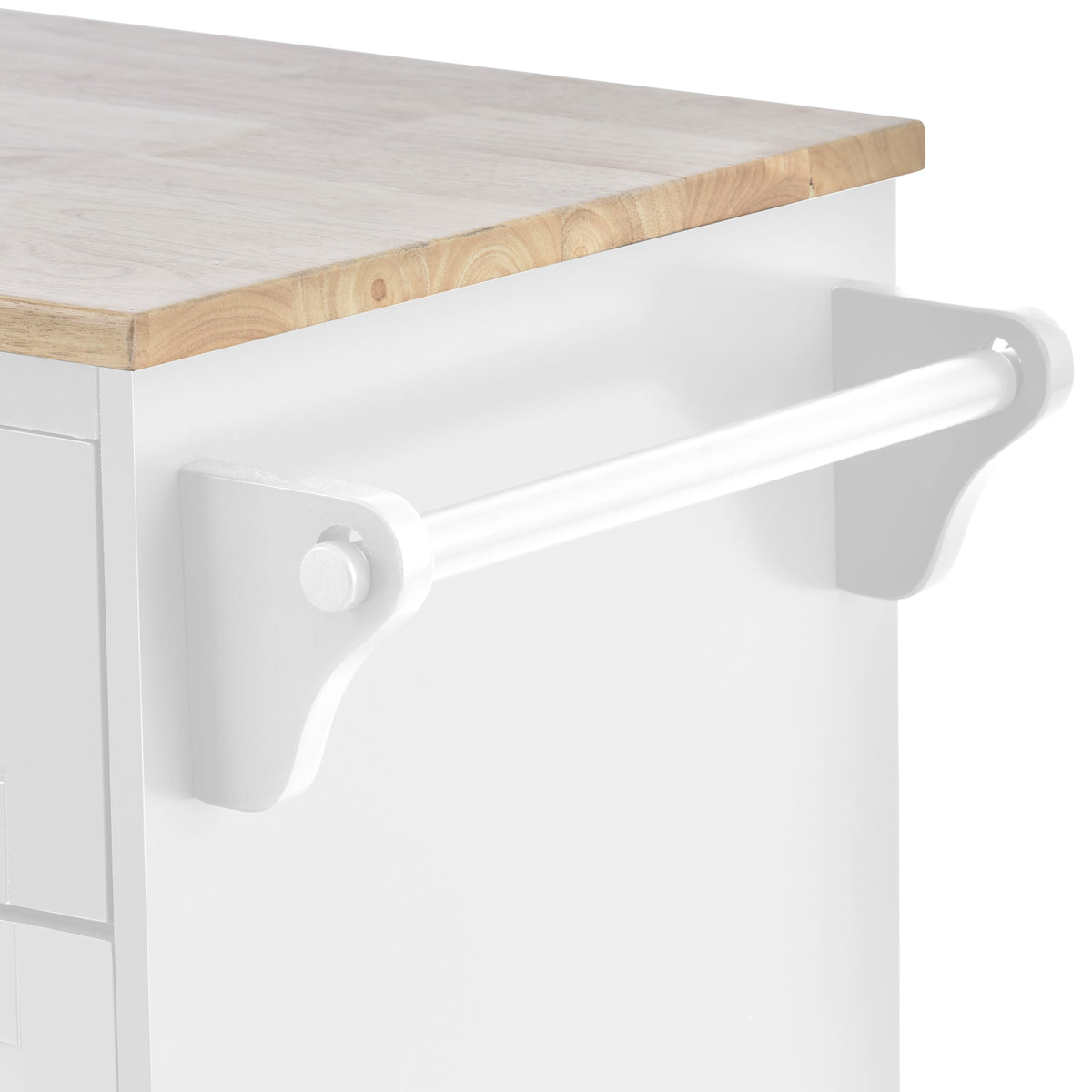Kitchen Island Cart With Storage Cabinet And Two Locking Wheels,Solid Wood Desktop,Microwave Cabinet,Floor Standing Buffet Server Sideboard For Kitchen Room,Dining Room, Bathroom White White Mdf