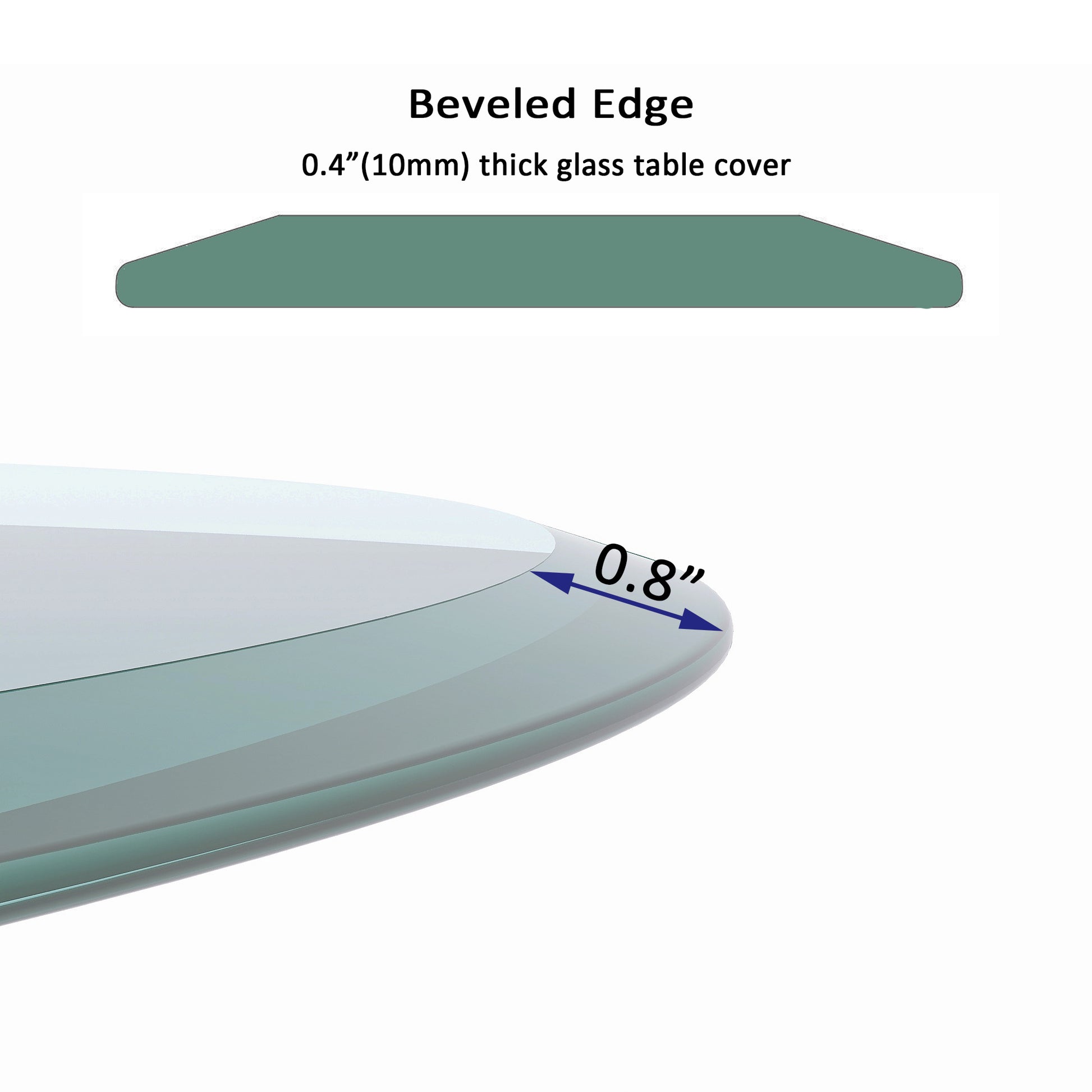 30" Inch Round Tempered Glass Table Top Clear Glass 2 5 Inch Thick Beveled Polished Edge Transparent Tempered Glass