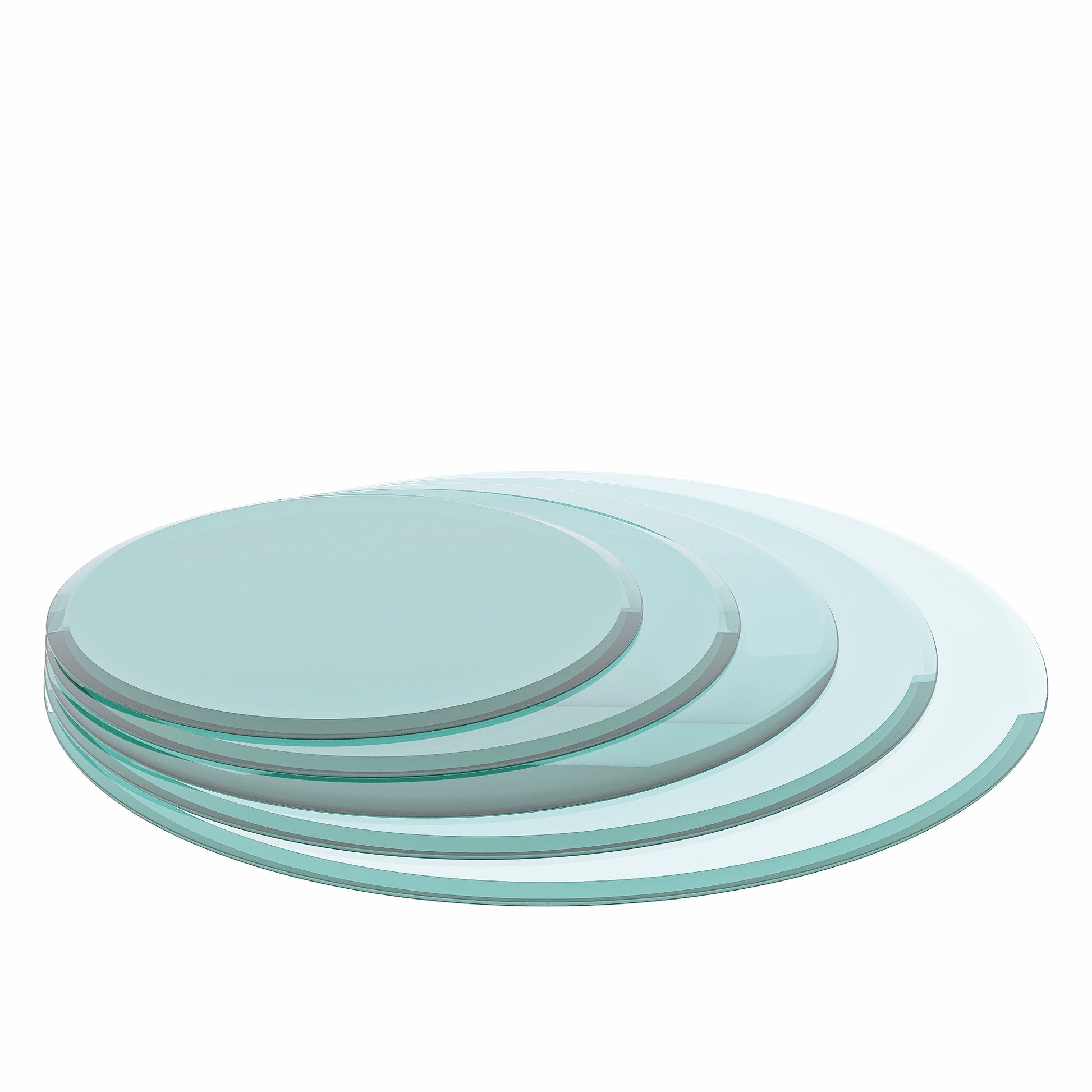 28" Inch Round Tempered Glass Table Top Clear Glass 2 5 Inch Thick Beveled Polished Edge Transparent Glass