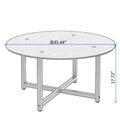 35.5'' Round Whole Black Coffee Table, Clear Coffee Table Modern Side Center Tables For Living Room Living Room Furniture Black Glass