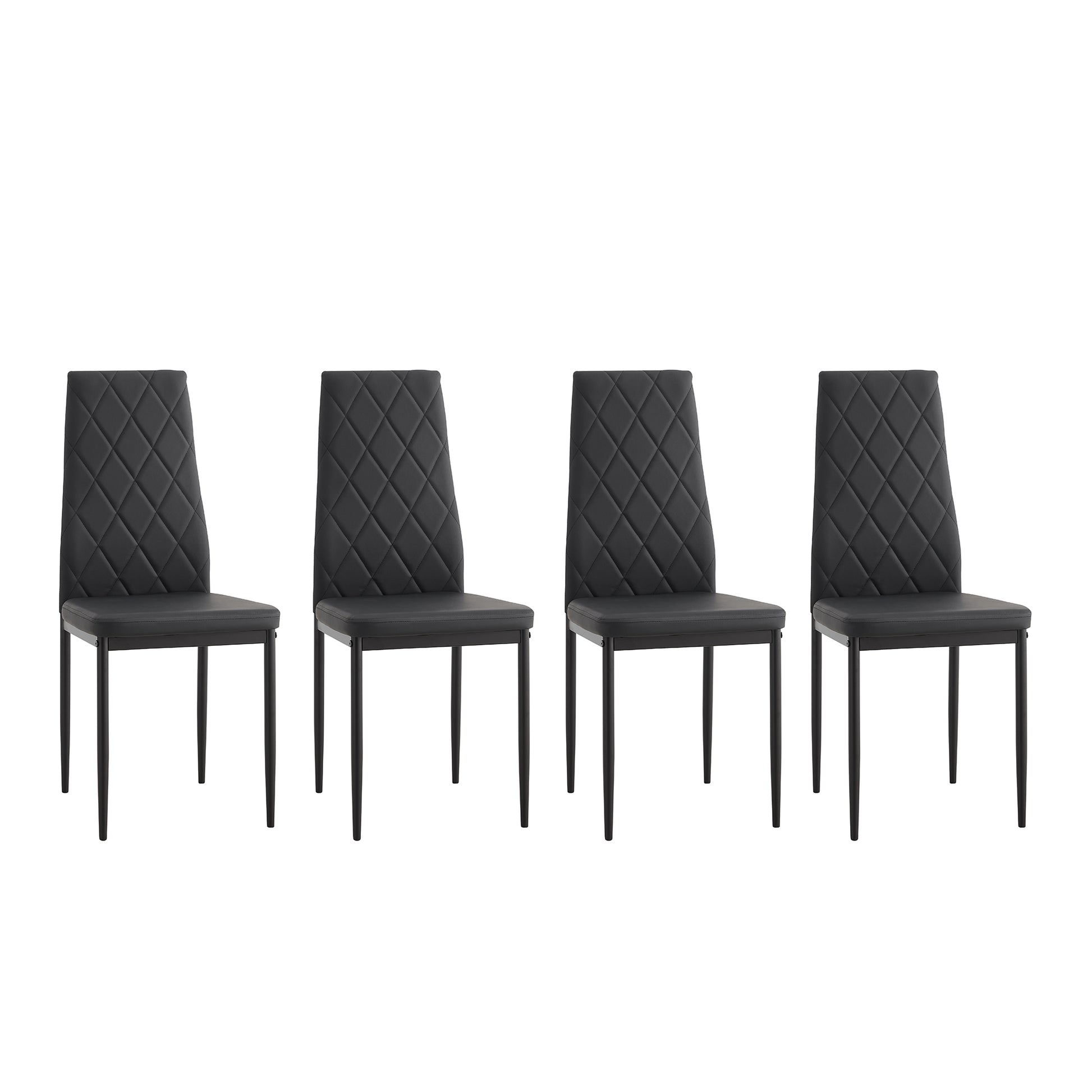 5 Piece Rectangle Dining Table Set, Tempered Glass Dining Table For Kitchen Room, Transparent Black Transparent Glass