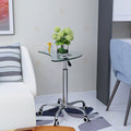 Adjustable Height Transparent Tempered Glass Table Desk Table With Lockable Wheels Adjustable Range 24.2 